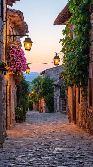 夕阳下的石板小巷