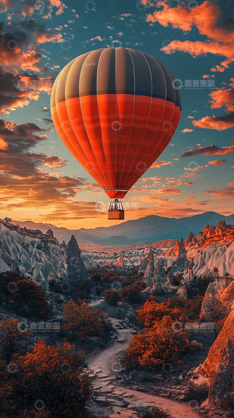 高清大图下载【趣麦麦图】热气球与壮丽峡谷