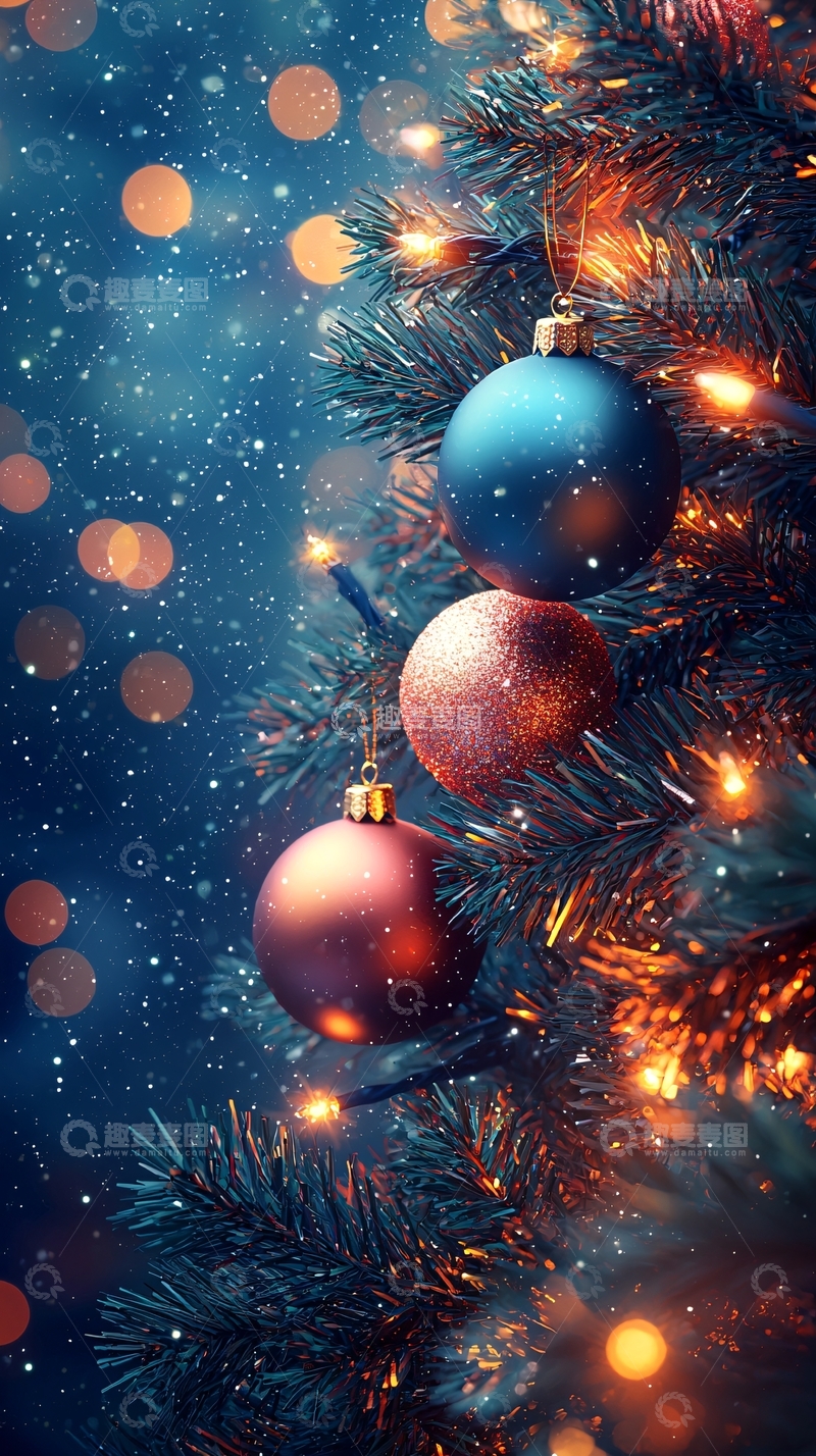 高清大图下载【趣麦麦图】圣诞树装饰挂件背景图