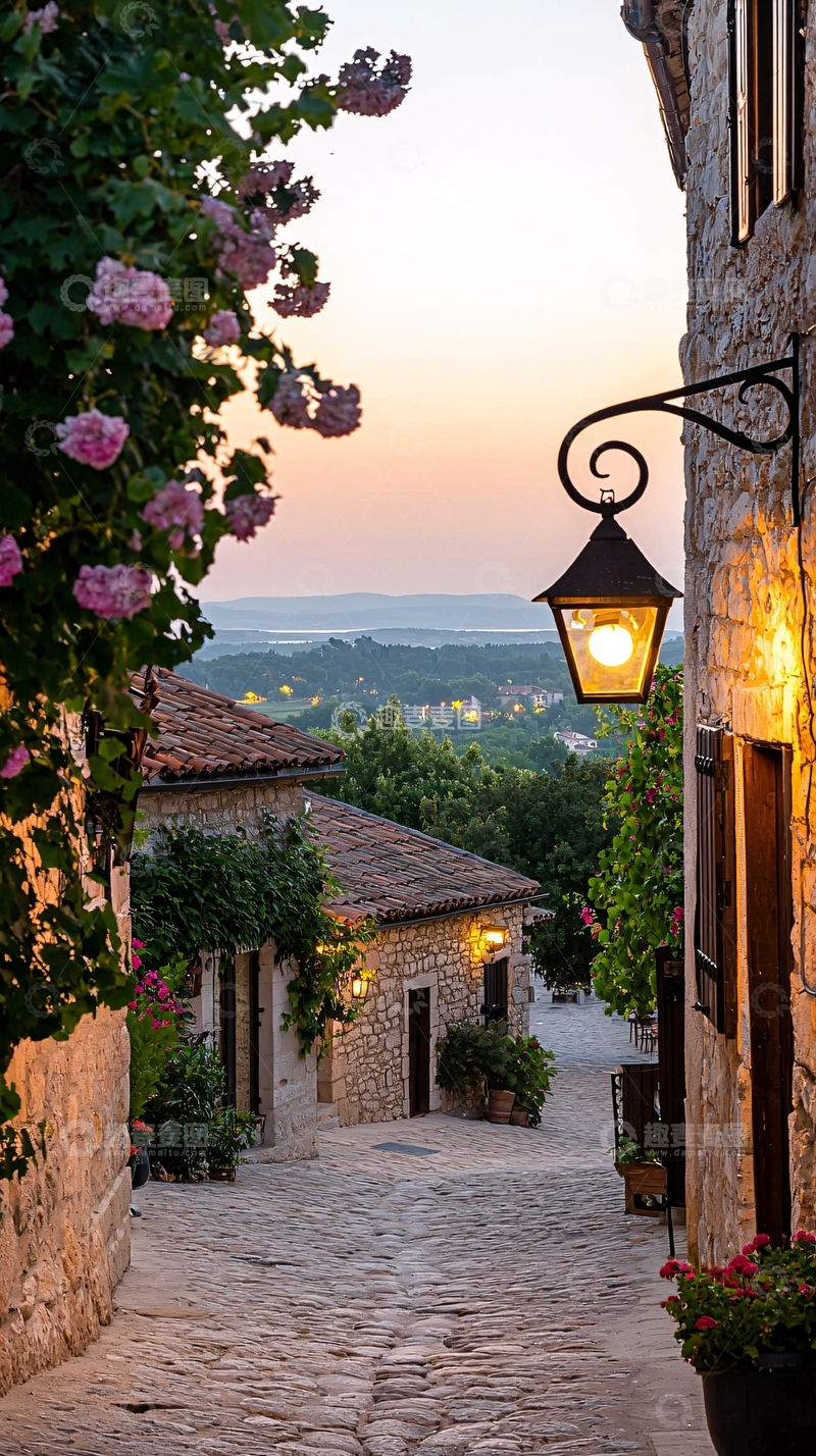 高清大图下载【趣麦麦图】夕阳下的石镇小巷
