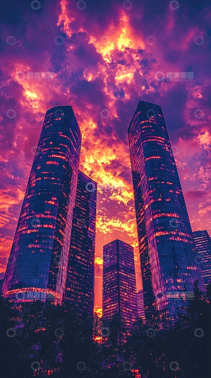 高清大图下载【趣麦麦图】城市夜景高楼建筑