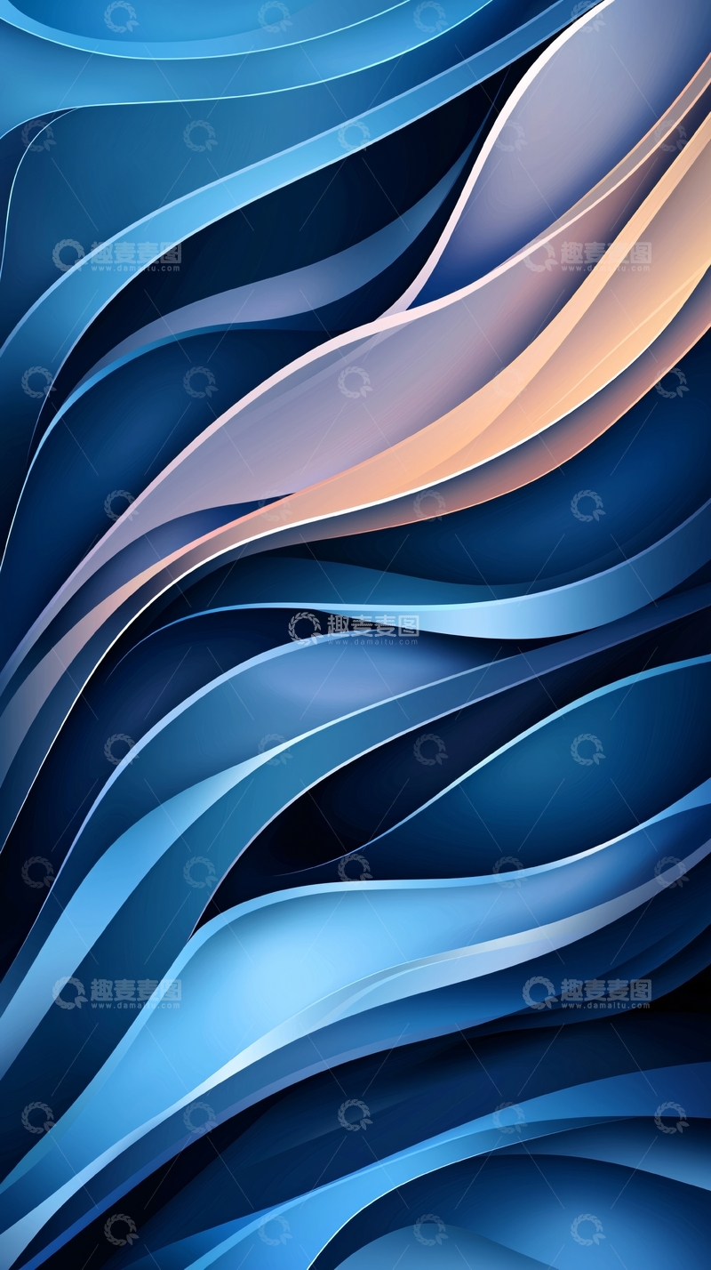 高清大图下载【趣麦麦图】蓝色渐变波浪抽象背景