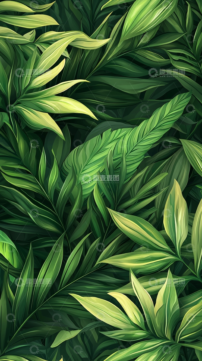 高清大图下载【趣麦麦图】热带雨林植物叶子背景图