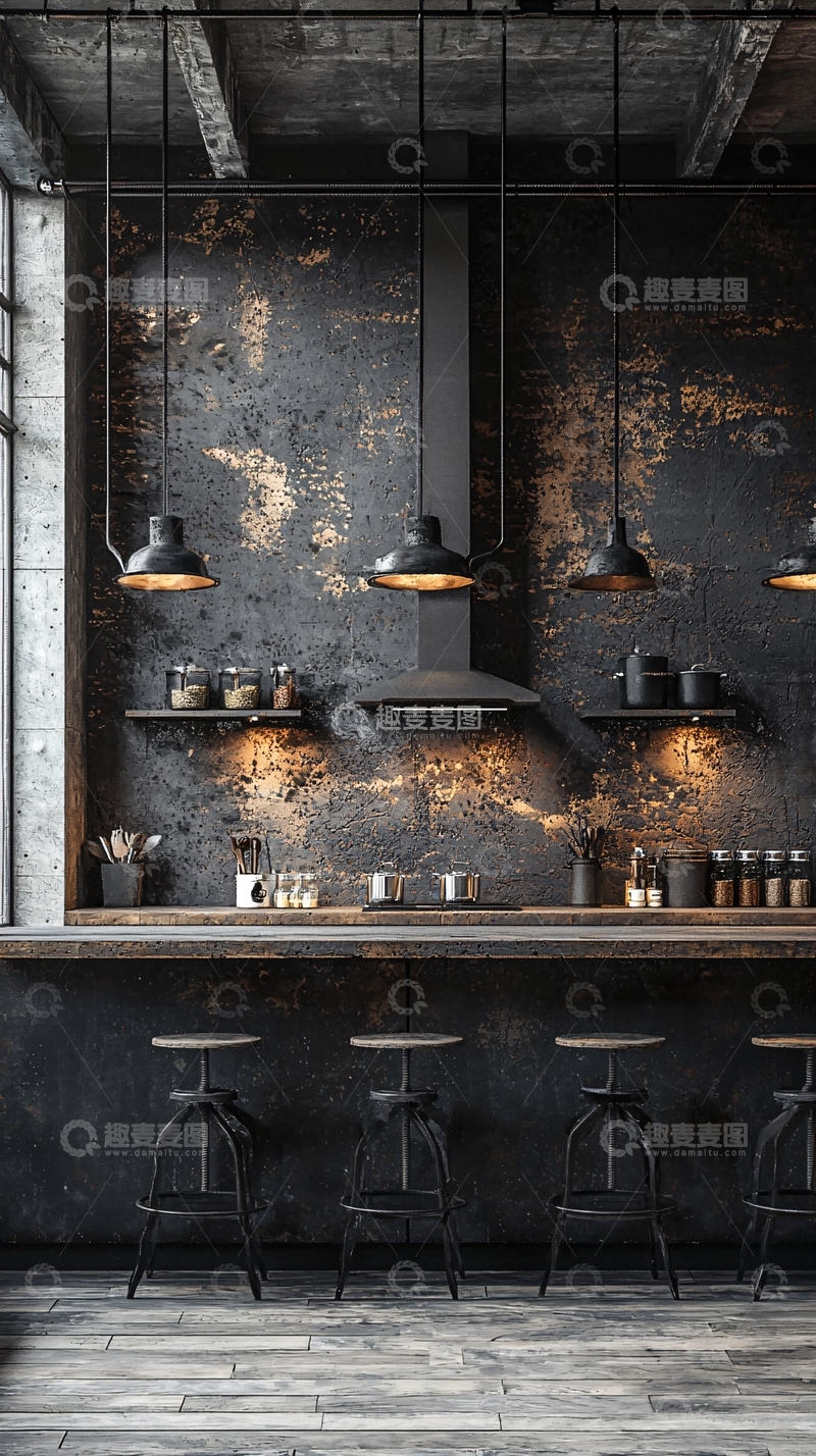 高清大图下载【趣麦麦图】工业风酒吧吧台设计