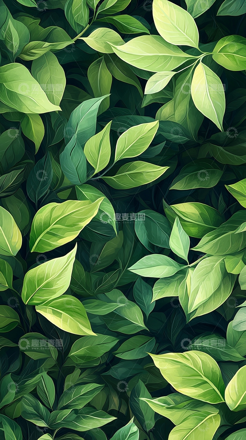高清大图下载【趣麦麦图】绿色植物叶子背景图