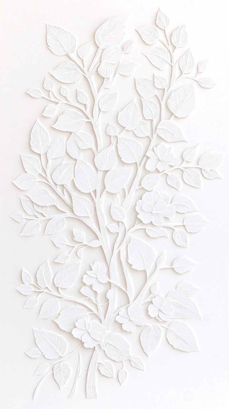 高清大图下载【趣麦麦图】白色立体花卉剪纸艺术
