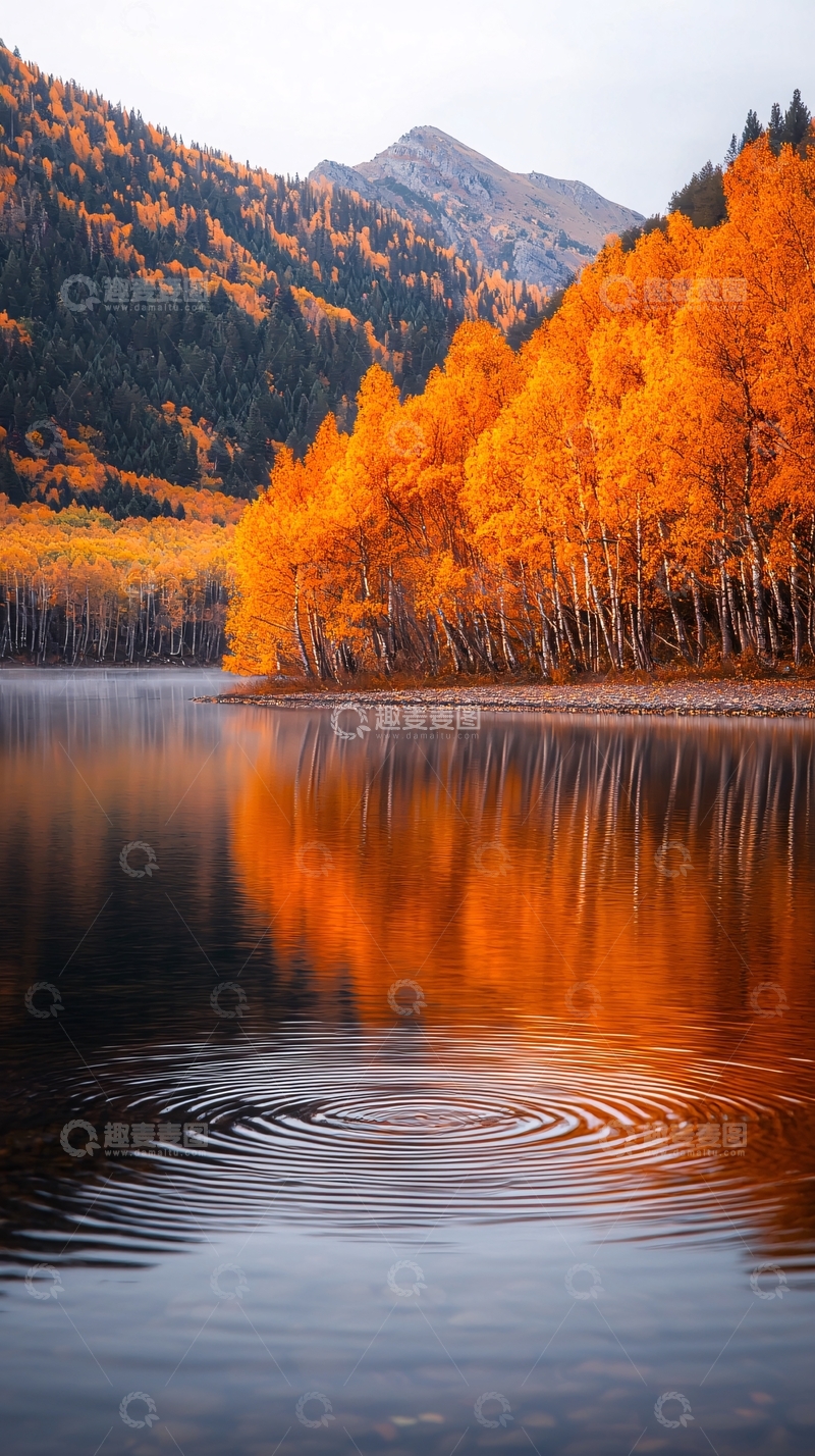 高清大图下载【趣麦麦图】秋日湖畔山林倒影