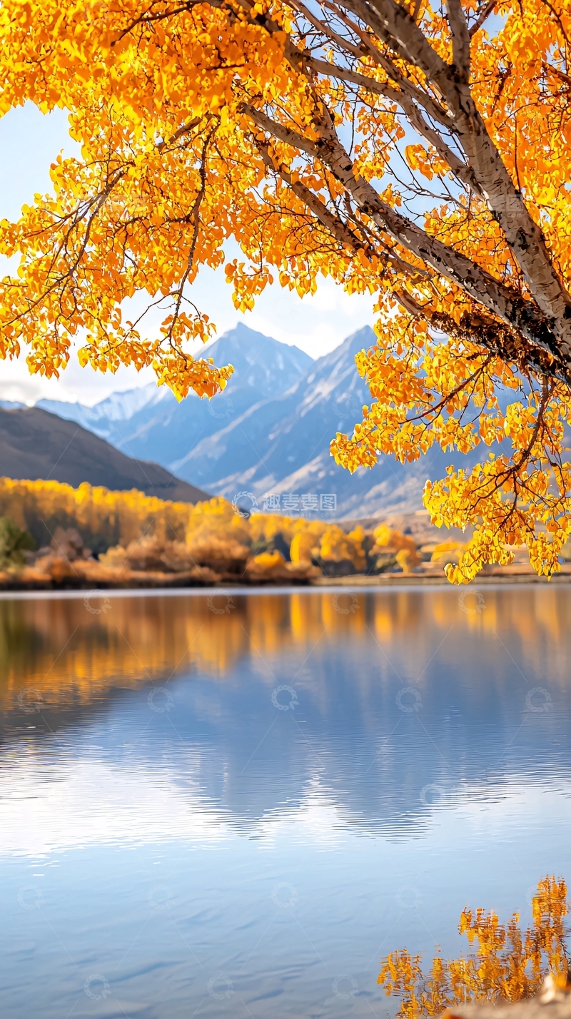 高清大图下载【趣麦麦图】秋日湖畔山景