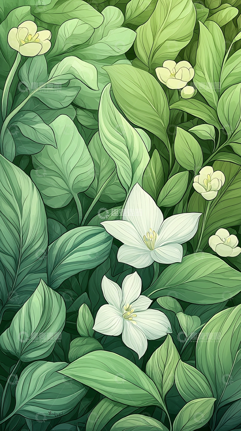 高清大图下载【趣麦麦图】绿色植物花卉背景图