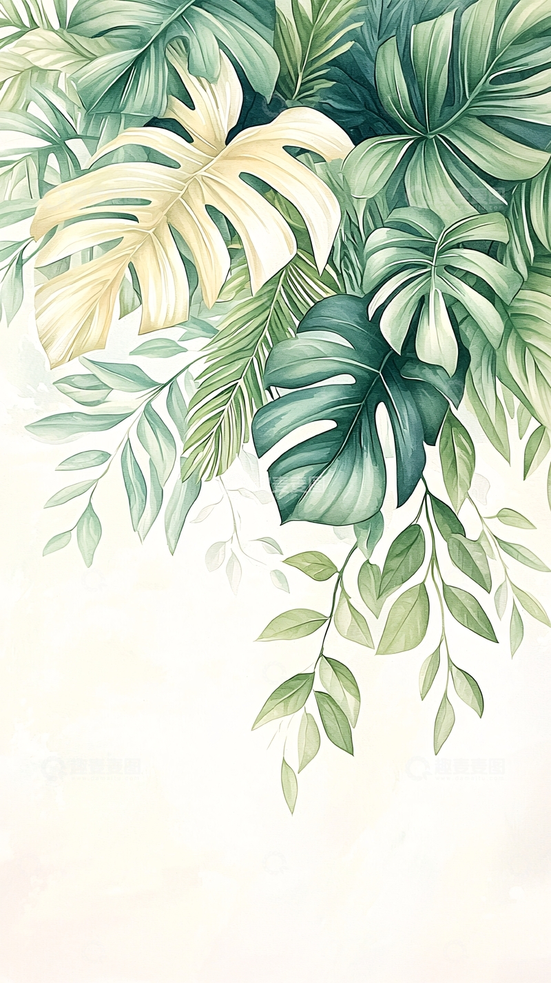 高清大图下载【趣麦麦图】热带植物叶子背景图