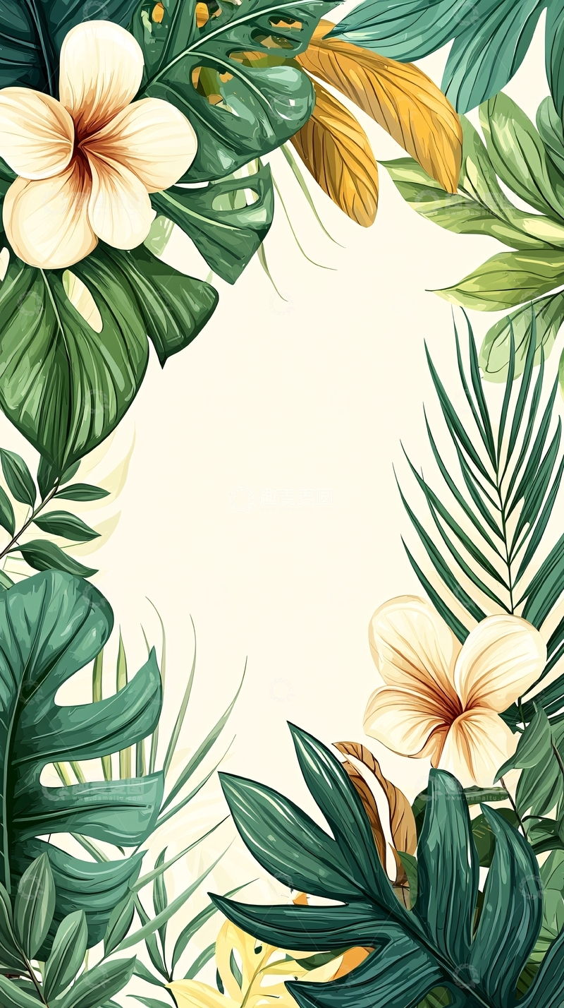 高清大图下载【趣麦麦图】热带风情花卉背景图