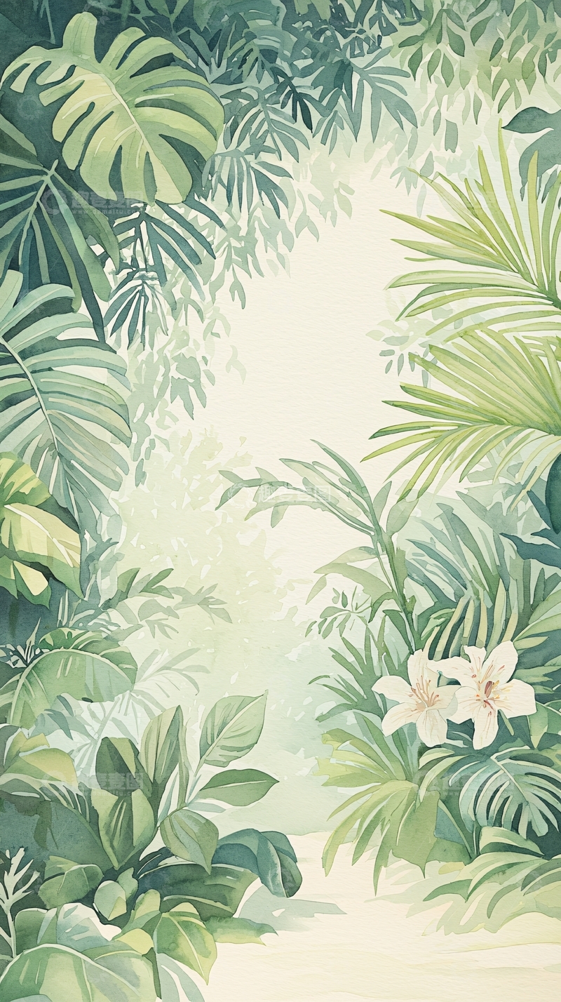 高清大图下载【趣麦麦图】热带雨林植物花卉背景图