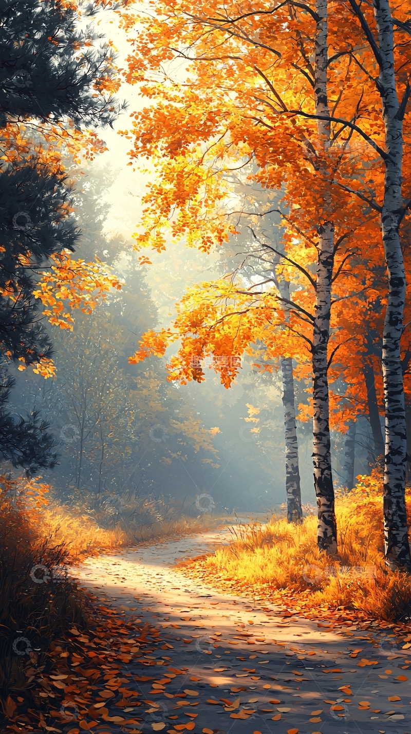 高清大图下载【趣麦麦图】秋日森林小径90