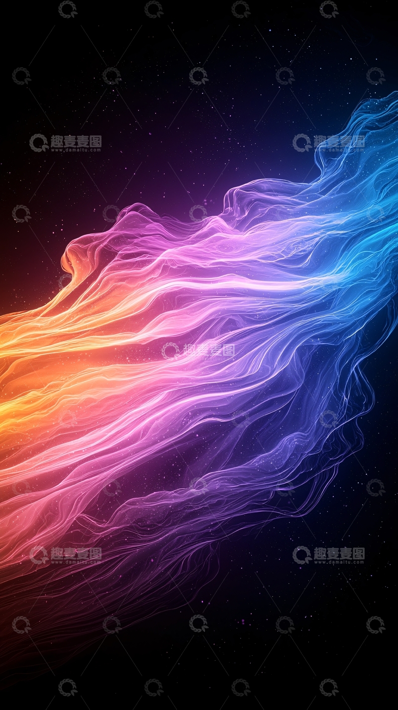 高清大图下载【趣麦麦图】梦幻色彩流动线条背景