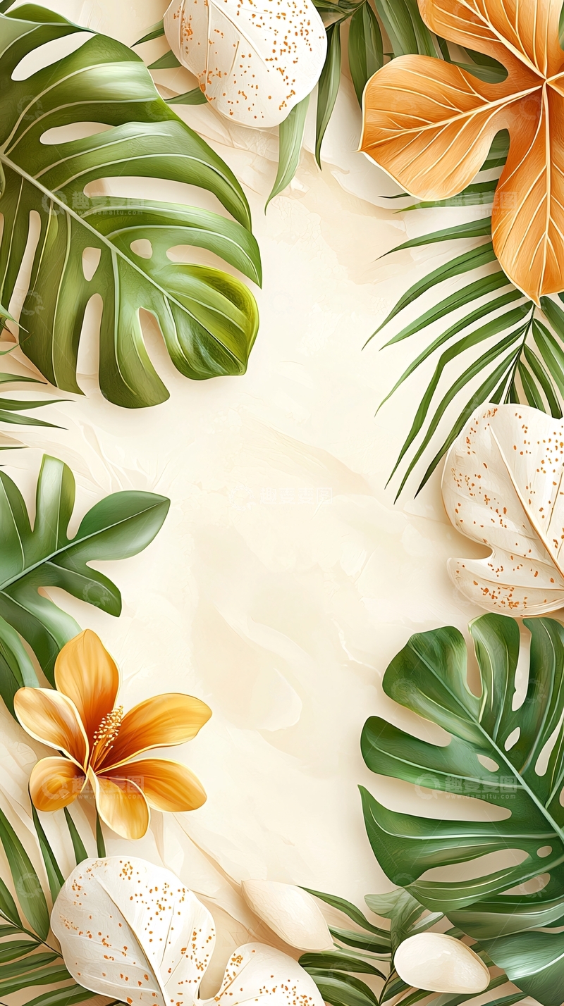 高清大图下载【趣麦麦图】热带植物花卉背景素材