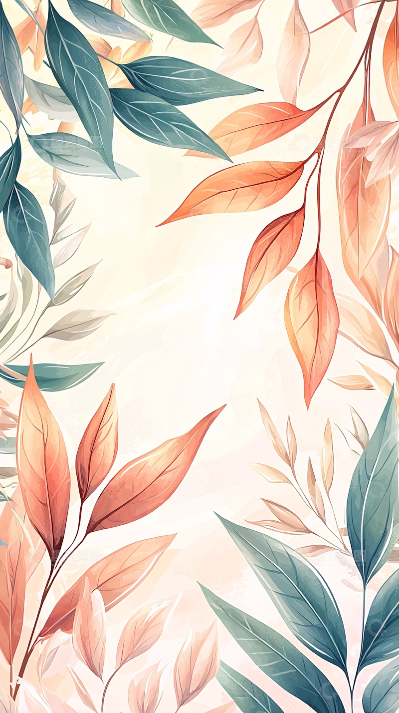 高清大图下载【趣麦麦图】秋叶渐变色彩背景图