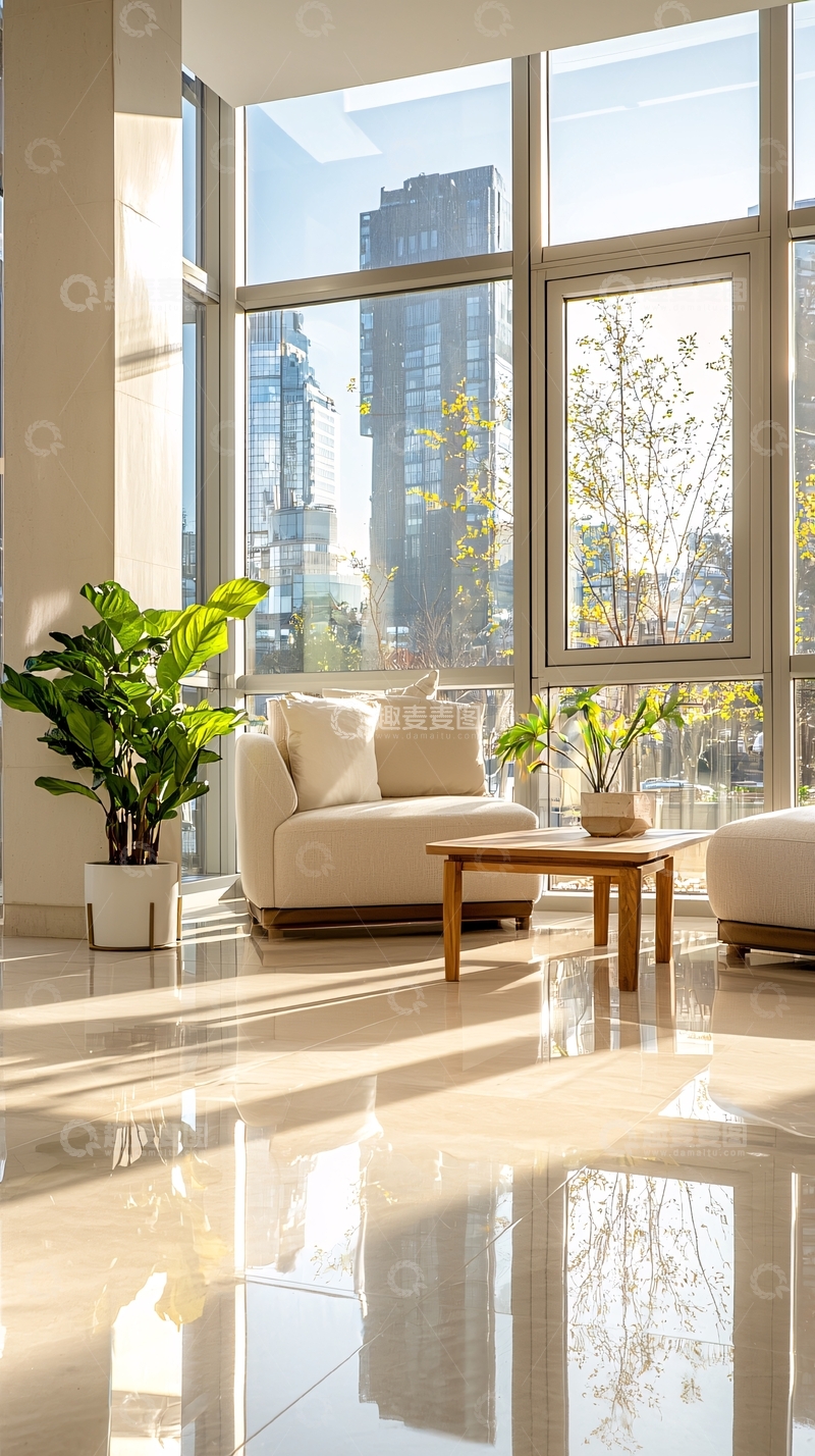 高清大图下载【趣麦麦图】现代客厅阳光透过大窗