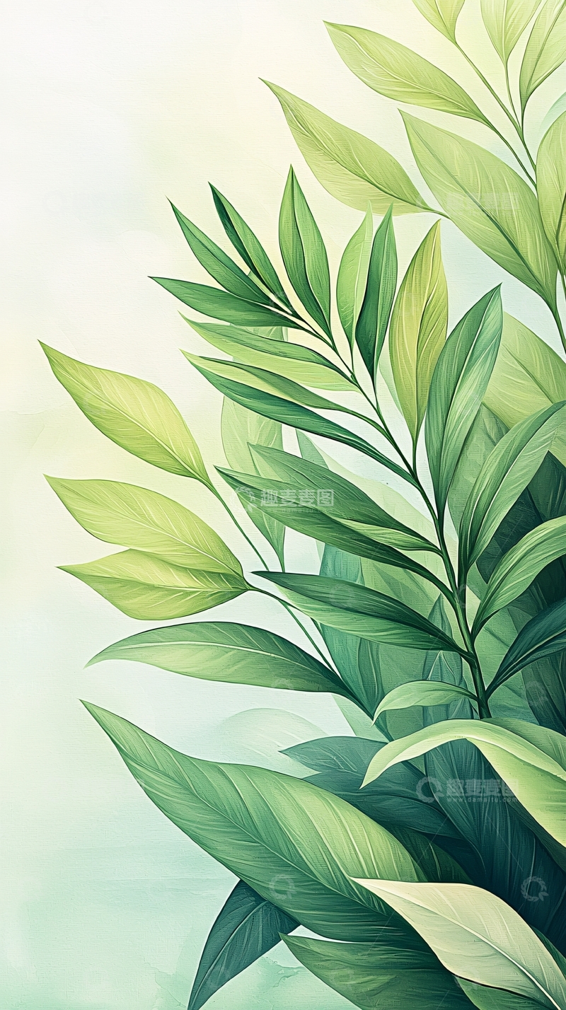 高清大图下载【趣麦麦图】清新绿叶植物背景图