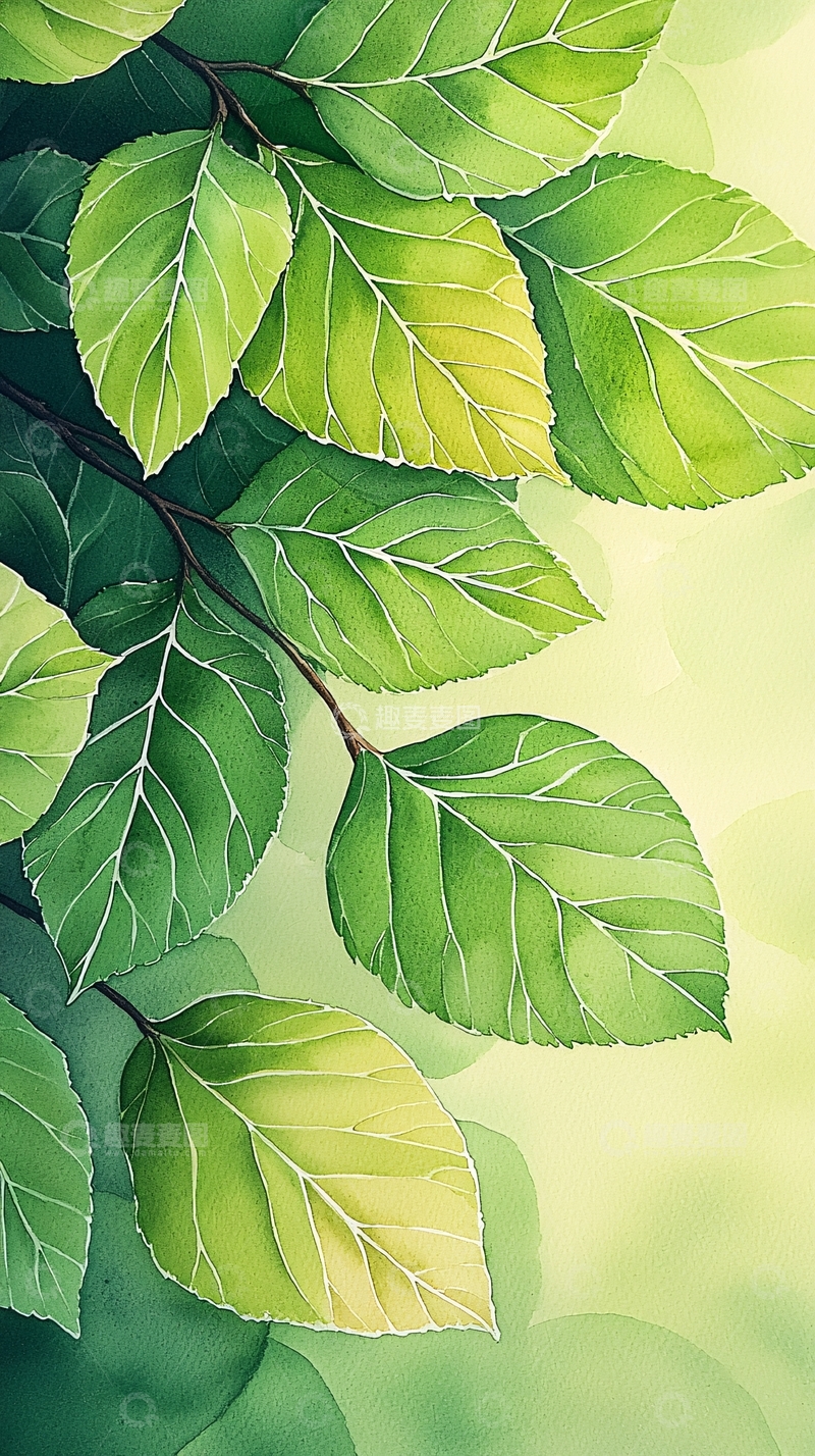 高清大图下载【趣麦麦图】清新自然绿色树叶背景图
