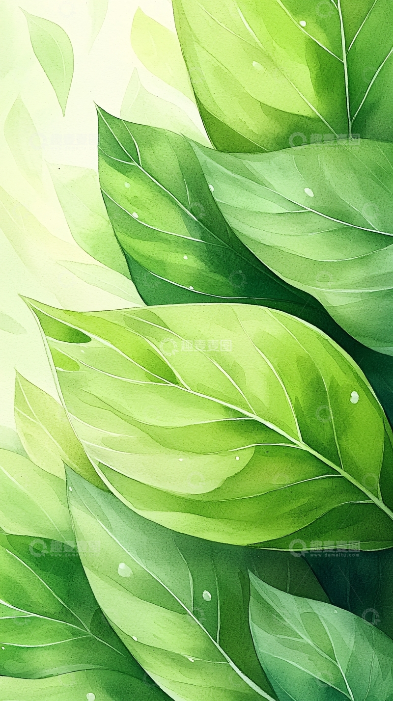高清大图下载【趣麦麦图】清新绿叶自然背景