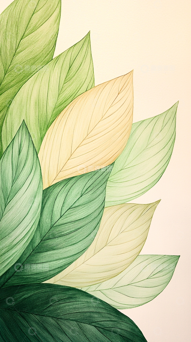 清新自然绿色植物叶子背景图