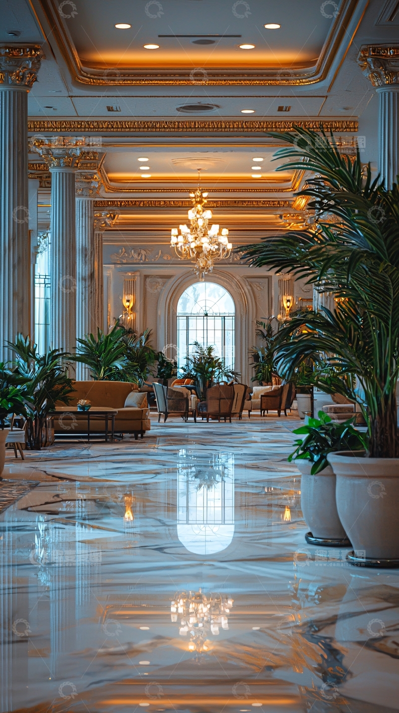 高清大图下载【趣麦麦图】豪华酒店大堂大理石地板