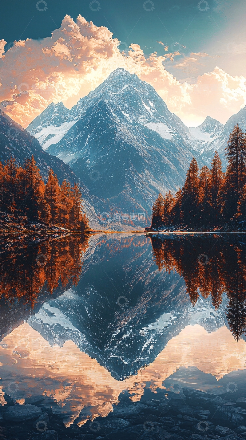 高清大图下载【趣麦麦图】秋日山湖美景