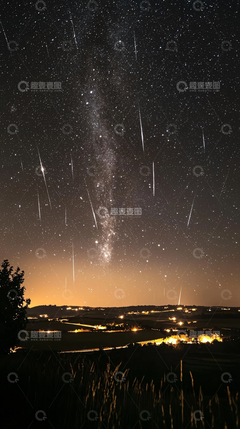 高清大图下载【趣麦麦图】夜空流星雨风景