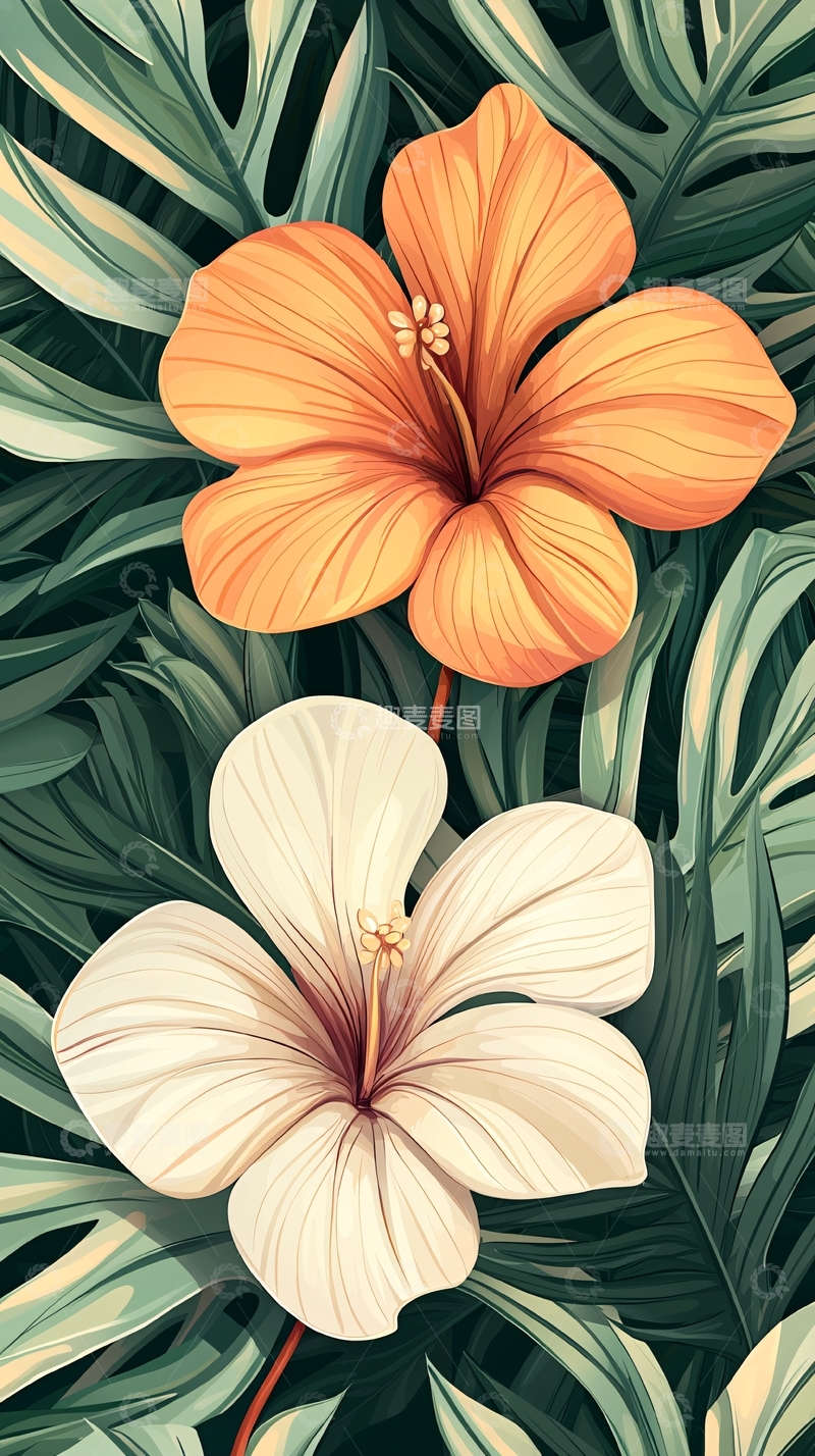 高清大图下载【趣麦麦图】热带花卉背景图