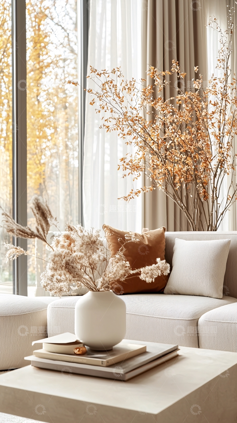 高清大图下载【趣麦麦图】秋日温馨客厅装饰