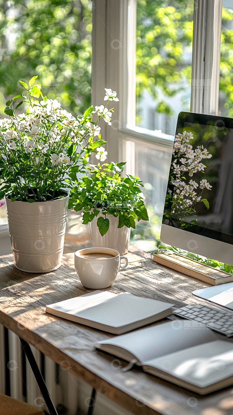 高清大图下载【趣麦麦图】阳光明媚的工作室一角