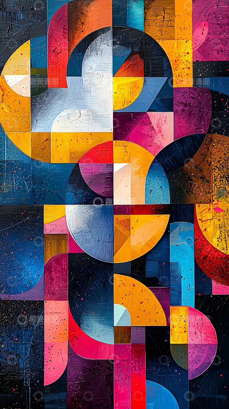 高清大图下载【趣麦麦图】抽象几何色彩拼接艺术背景