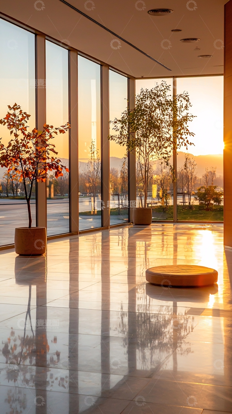 高清大图下载【趣麦麦图】室内日落光影与植物