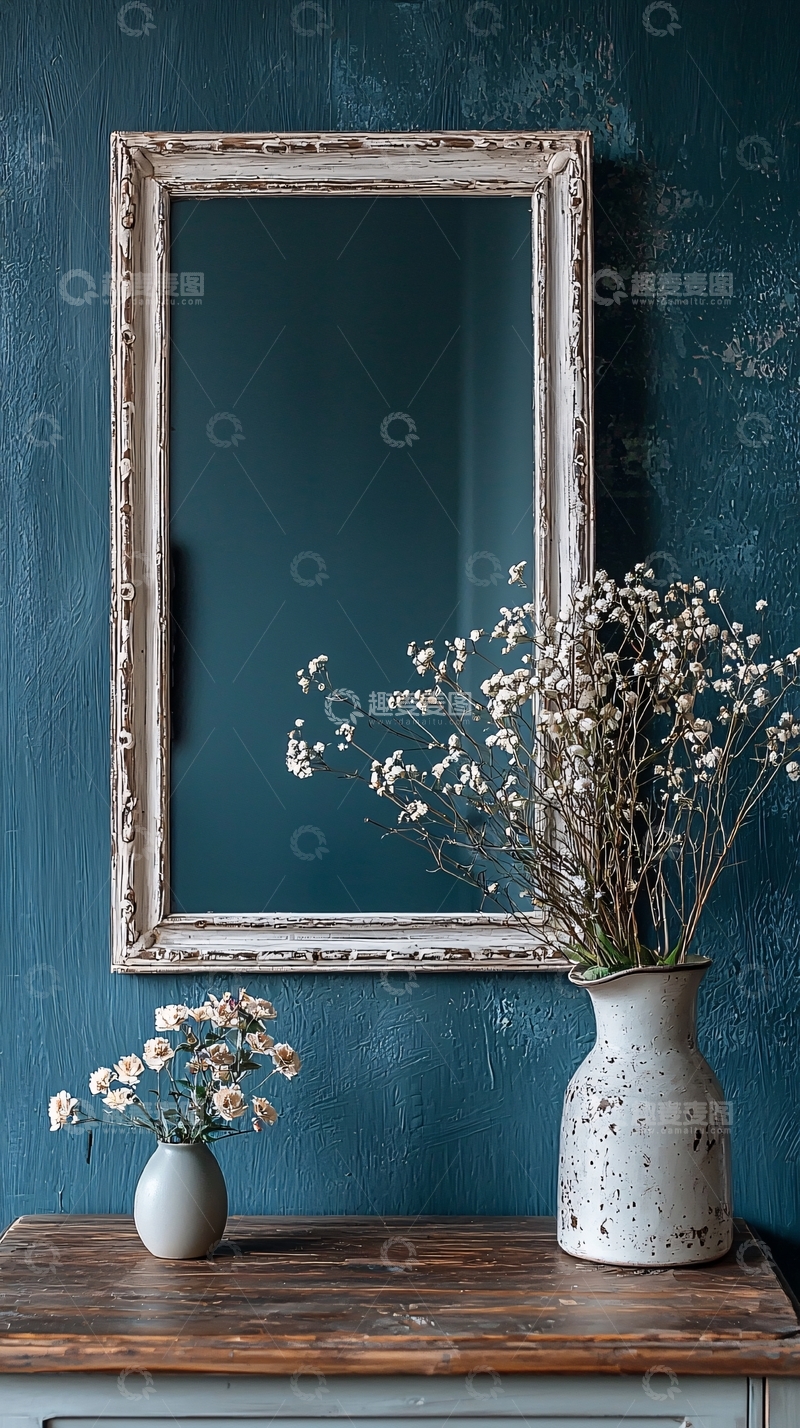 高清大图下载【趣麦麦图】复古镜子与干花装饰