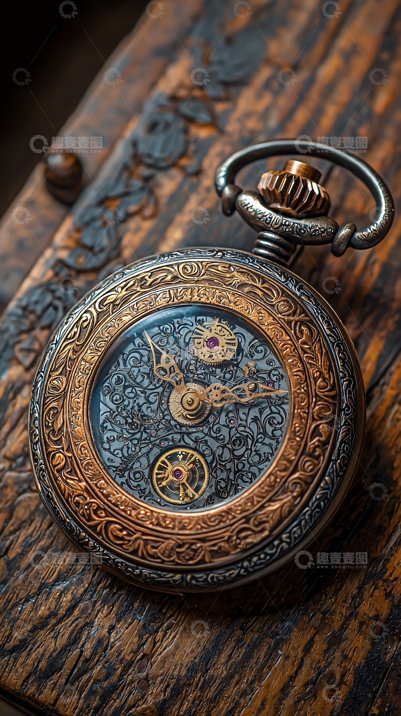 高清大图下载【趣麦麦图】复古怀表细节特写