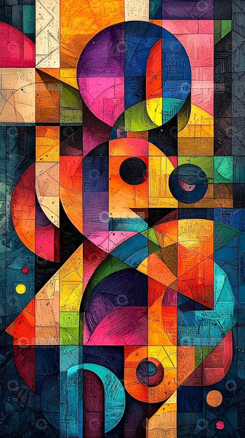 高清大图下载【趣麦麦图】抽象几何拼贴艺术背景