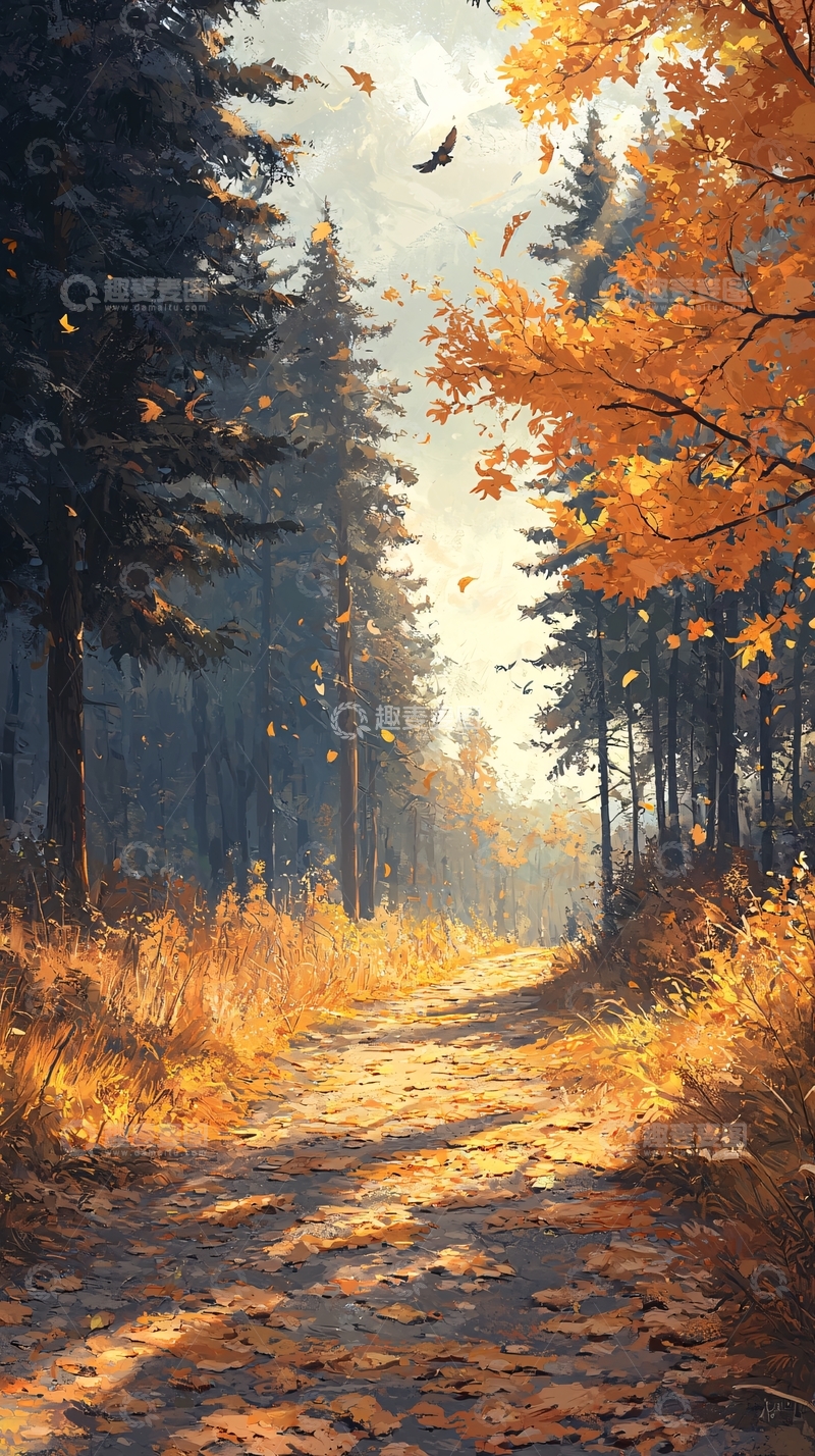 高清大图下载【趣麦麦图】秋日森林小径107