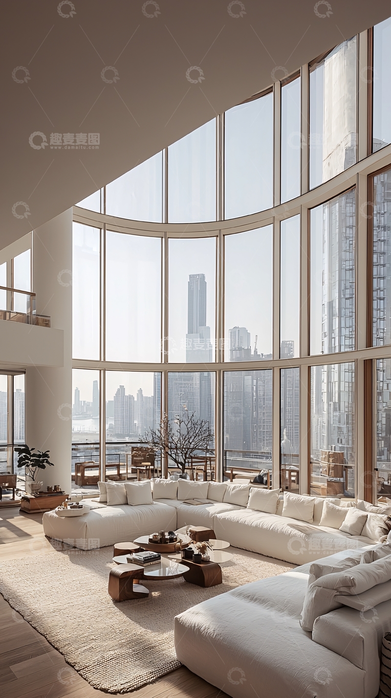 高清大图下载【趣麦麦图】现代高层公寓客厅设计