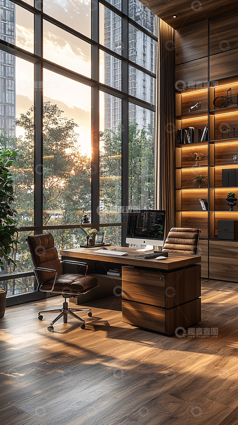 高清大图下载【趣麦麦图】现代办公室阳光明媚的工作空间