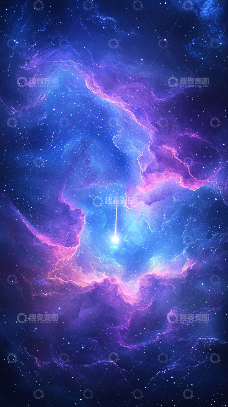 高清大图下载【趣麦麦图】梦幻星云流星雨背景图