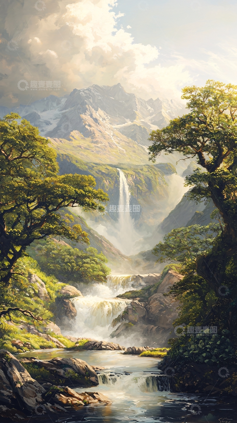 高清大图下载【趣麦麦图】山间瀑布自然风光