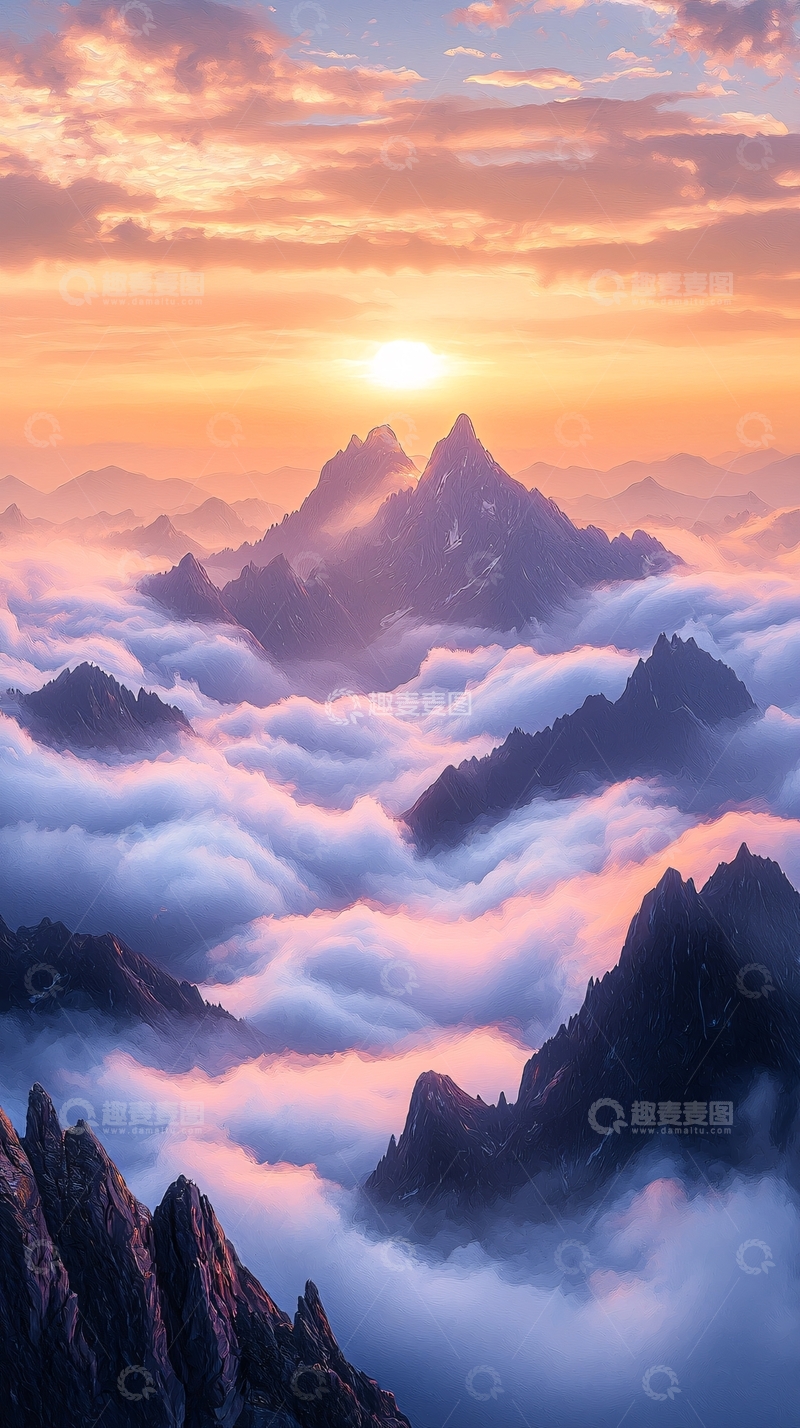 高清大图下载【趣麦麦图】云海日出山峰风景