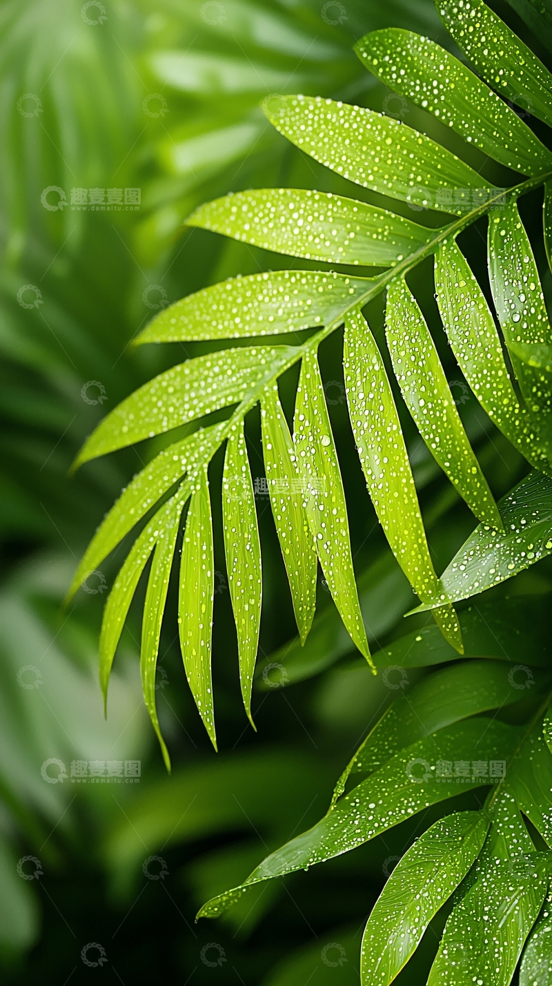 高清大图下载【趣麦麦图】雨后绿色植物叶子特写