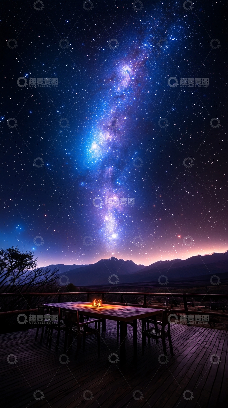 高清大图下载【趣麦麦图】星空下的户外餐桌