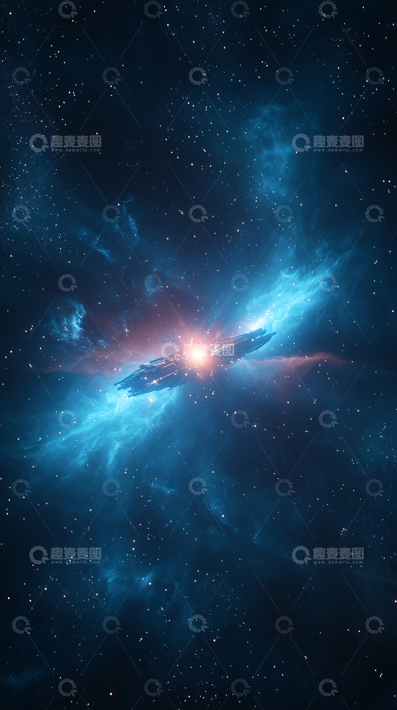 高清大图下载【趣麦麦图】星际飞船穿越星云