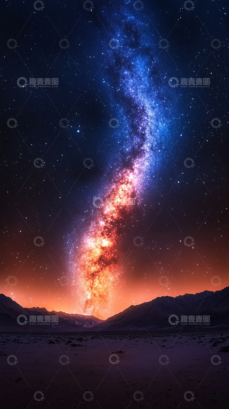 高清大图下载【趣麦麦图】银河星空下的沙漠夜景