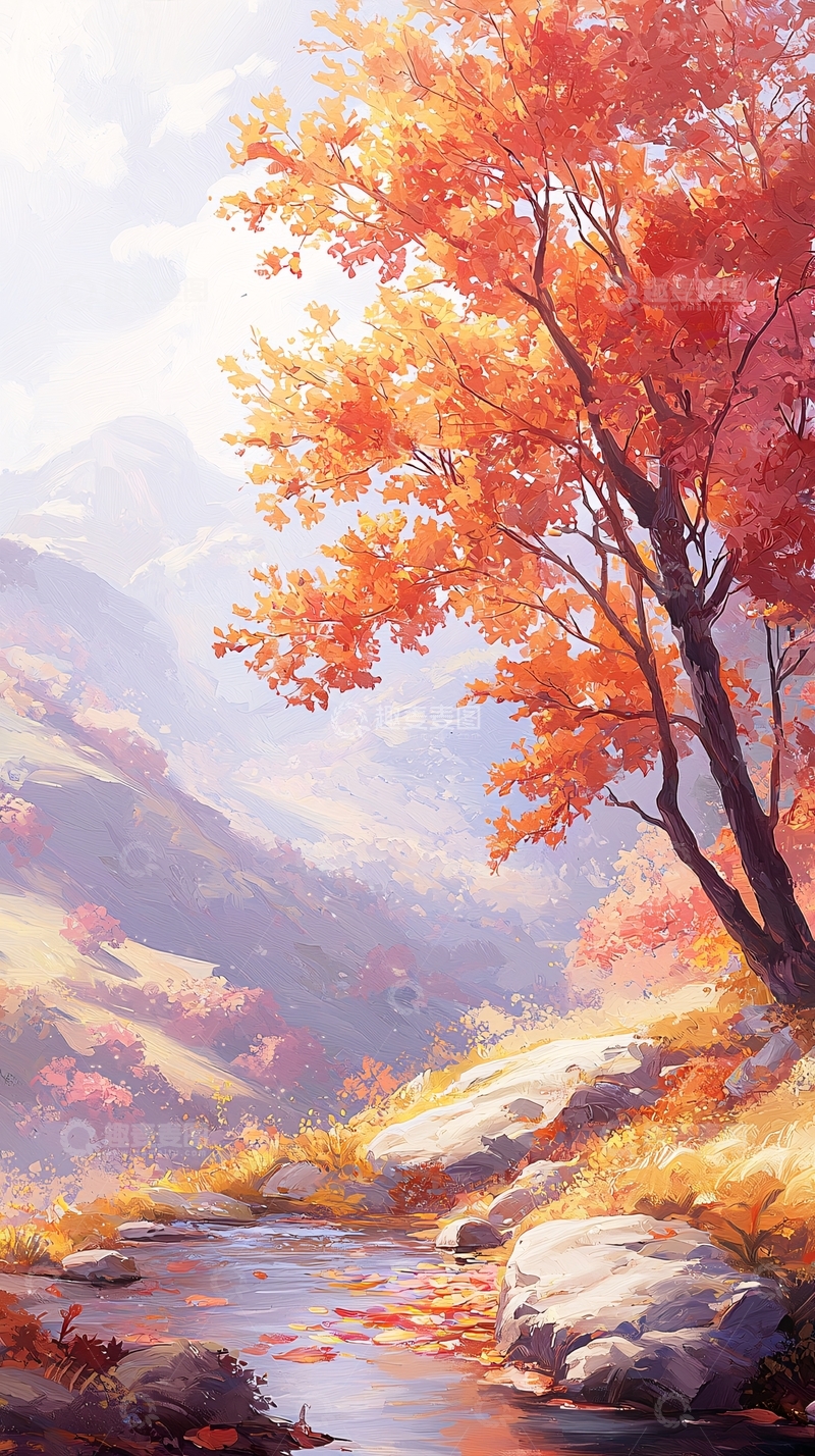 高清大图下载【趣麦麦图】秋日山间小溪风景