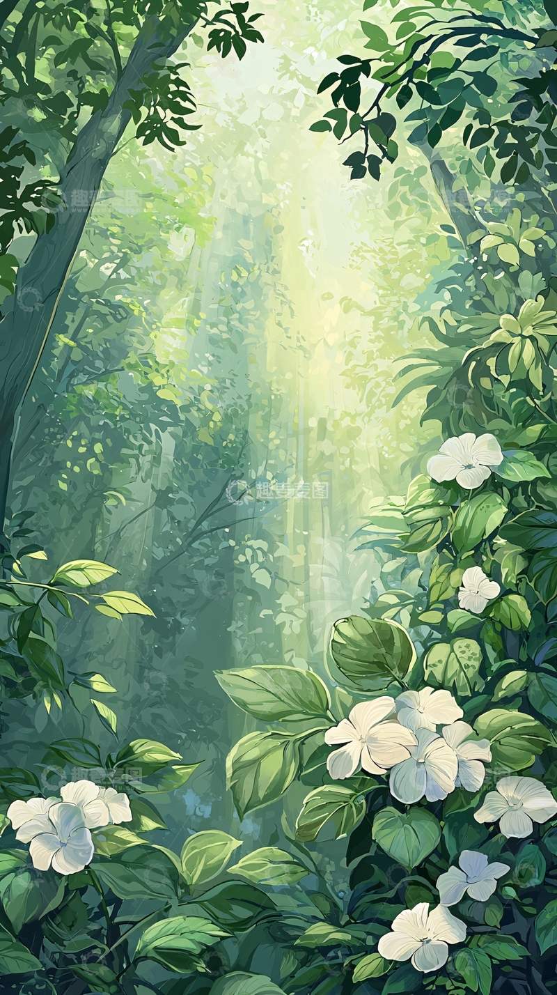 高清大图下载【趣麦麦图】阳光穿透森林的美丽景象