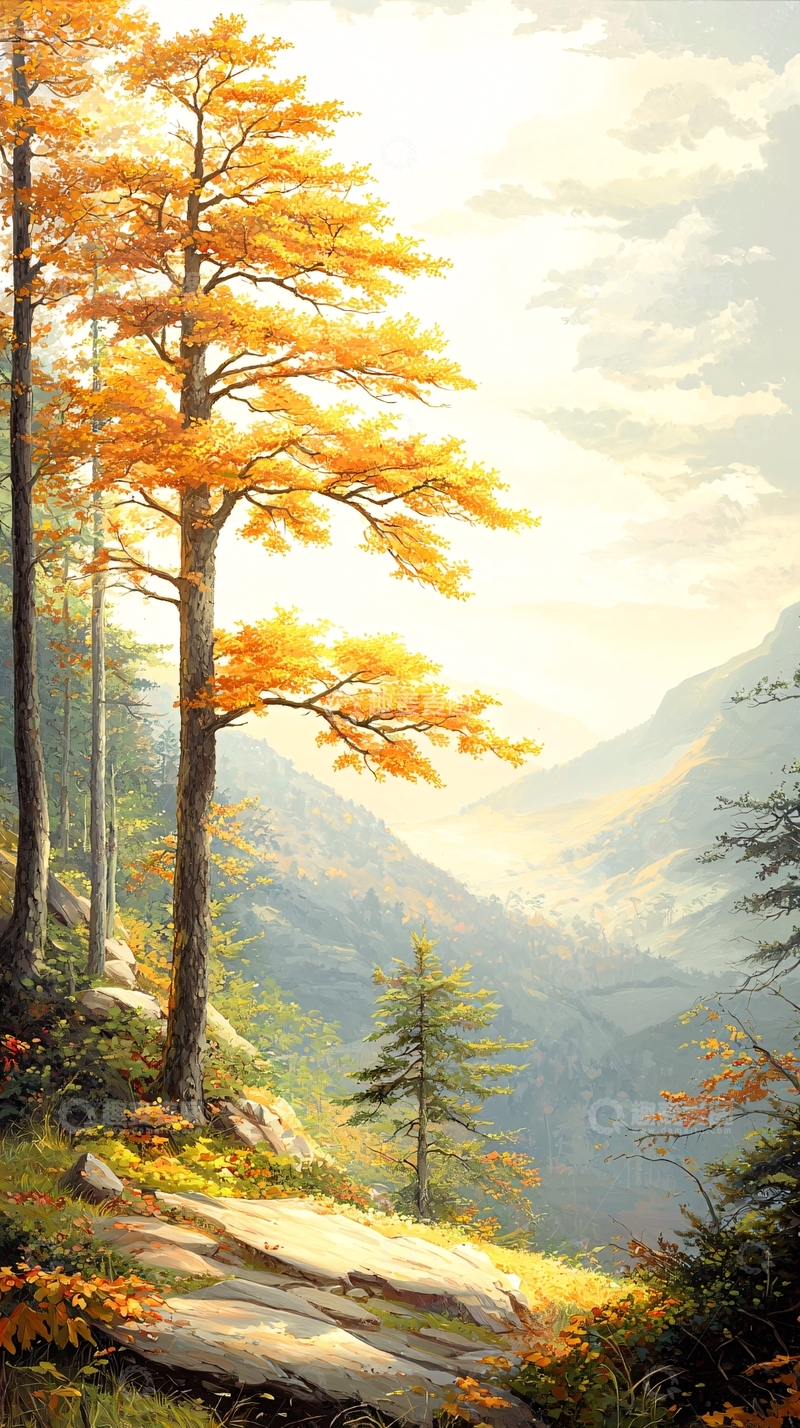 高清大图下载【趣麦麦图】秋日山谷风景画