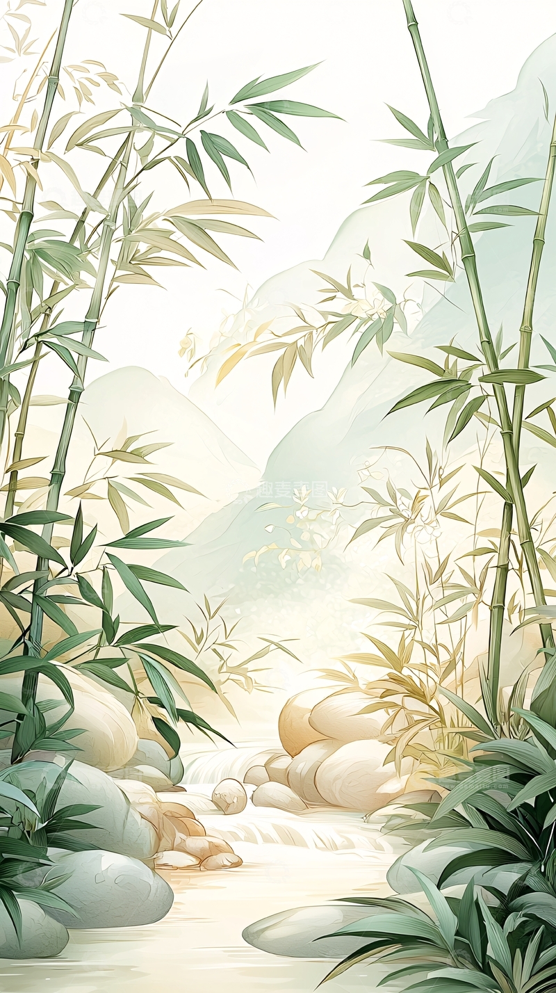 高清大图下载【趣麦麦图】竹林小溪自然风光